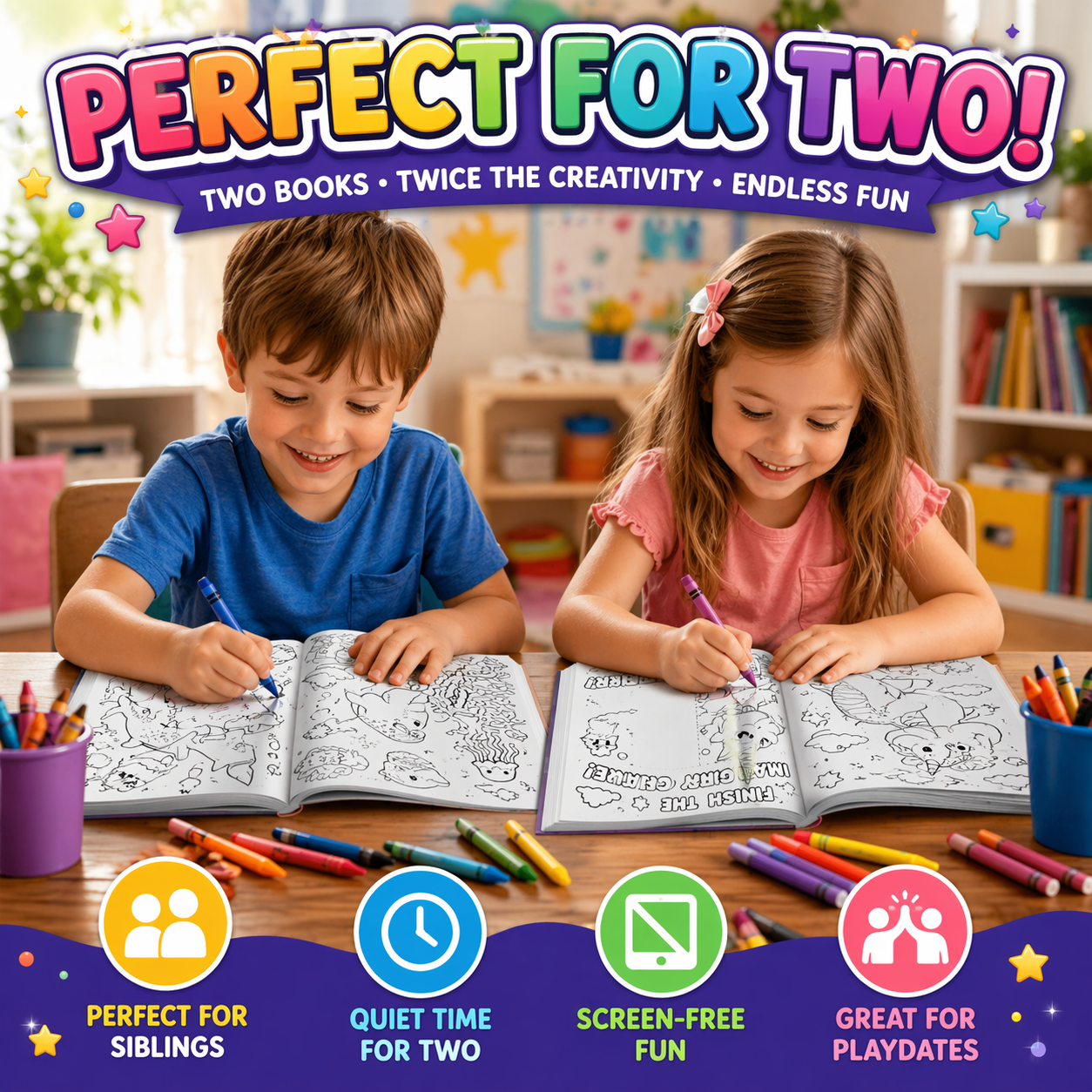 Quiet Time Creativity Set | 2 Coloring Books