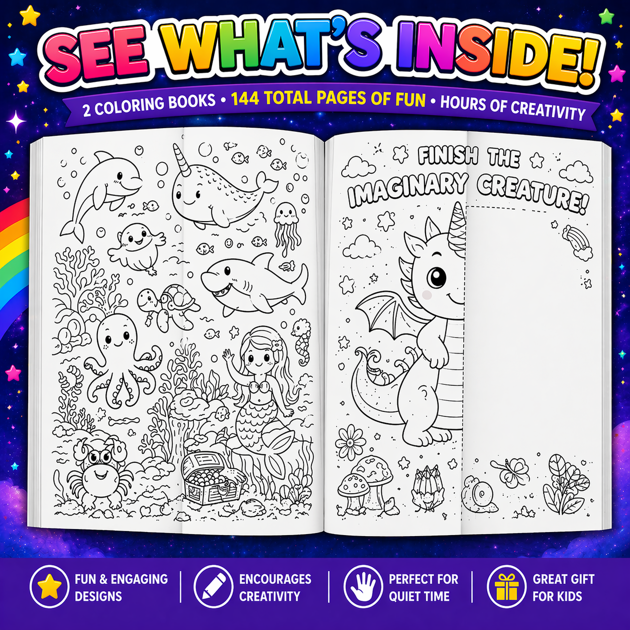 Quiet Time Creativity Set | 2 Coloring Books