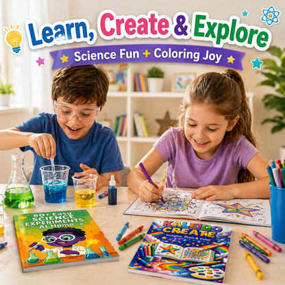 STEM + Creativity Bundle | Science Experiments + Coloring Book | Screen-Free Fun for Kids