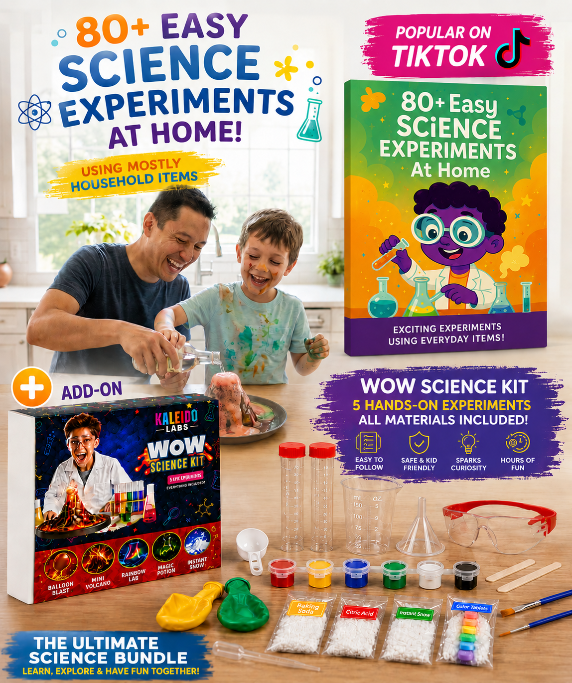 Science Explorer Bundle | 80+ Science Experiments Book + WOW Science Activity Kit ($15 Bundle Savings)