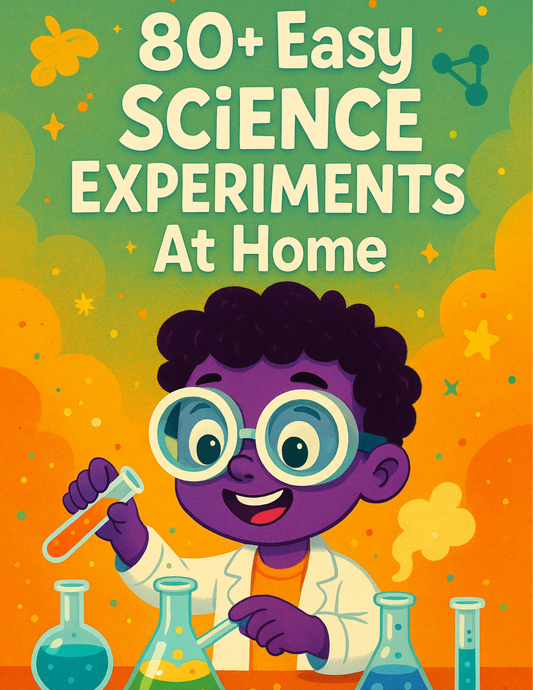 Book cover with a cartoon character conducting science experiments and text about easy science experiments at home.